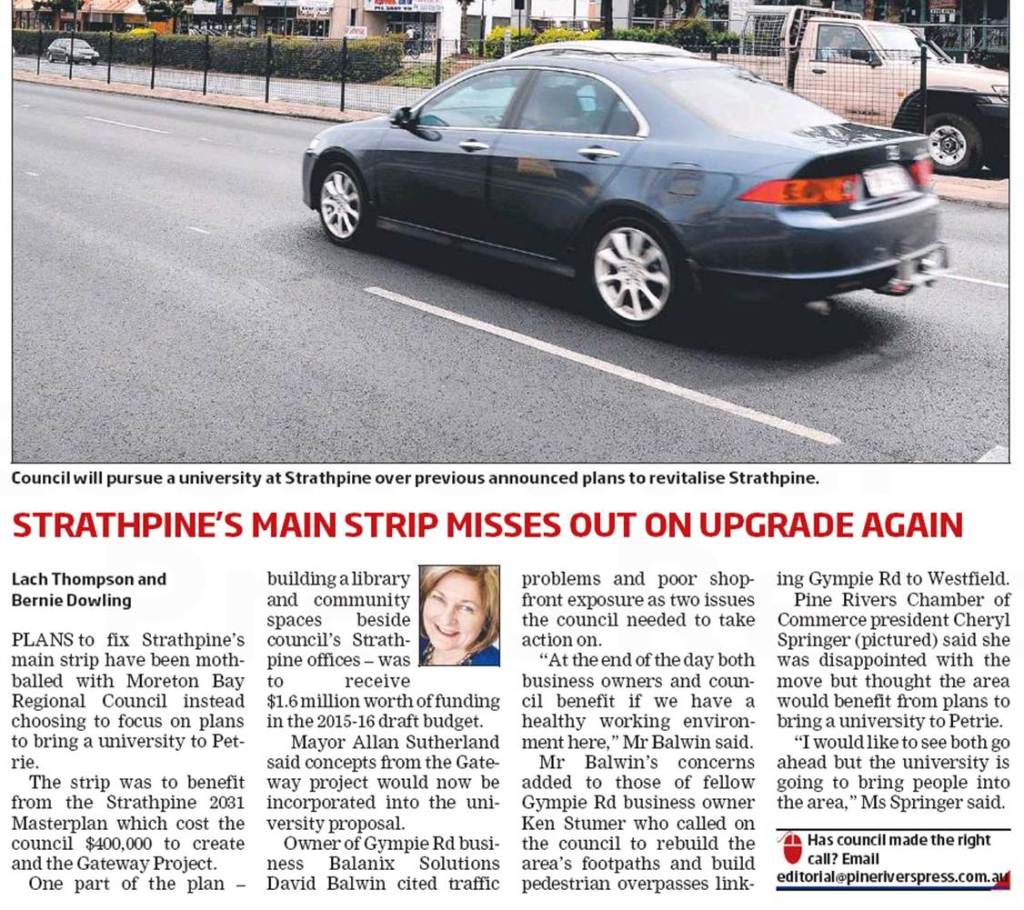 Pine Rivers Press - Strathpine's Main Strip Misses out on Upgrade Again